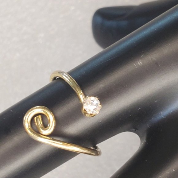 Vintage Gold Sterling Silver Wrap Ring Spiral Adjustable Boho Size 4.5 To 7 - Picture 13 of 17